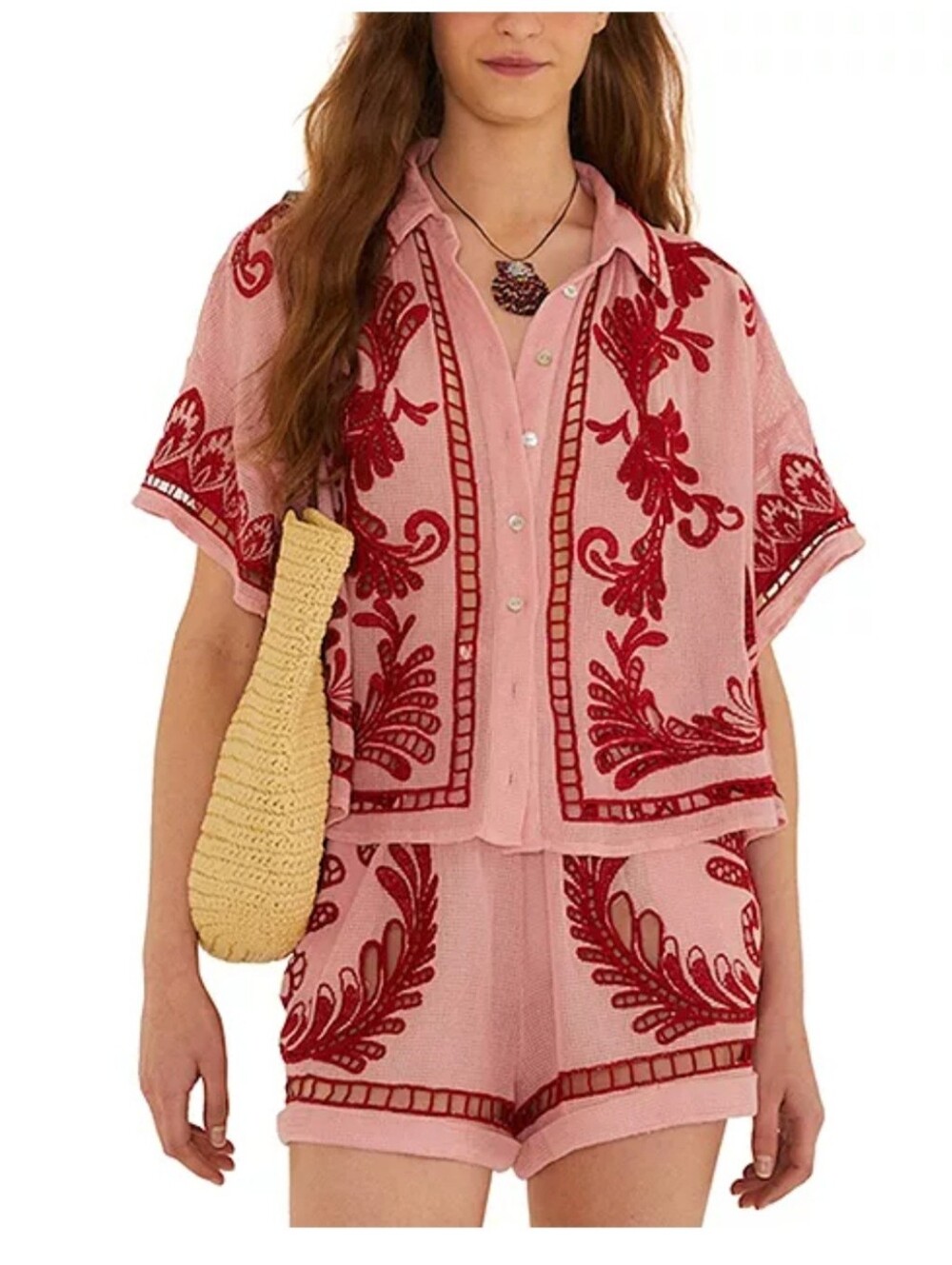 Farm Rio Light Pink Arabesc Shorts Swim Cover Up - NWT - Picture 4 of 4